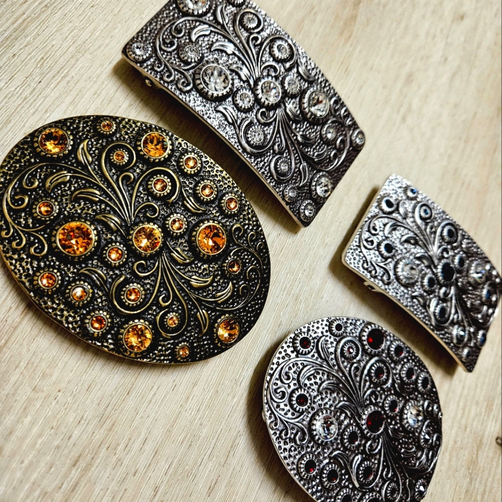 Metal Belt Buckles with Crystal Accents